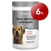 리암마켓 NaturVet 네이처벳 노견용 고관절 관절 건강 관리 보충제 소프트츄 60개 180g 1팩, 6팩