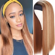 여성 가발스트레이트 머리띠 가발 블랙/브라운/믹스 컬러 내열성 합성 여성용 전체 기계 제작, 04 26 inches, 07 T1B 27 30