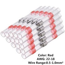 자동스위치 토클스위치 DIY스위치 10 PCS 열 수축 와이어 커넥터 SST21 방수 슬리브 AWG2218 버트 전기 스플라이스 주석 도금 솔더 씰 터미널, 없음, Solder Seal Red+20PCS