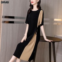 DFMEI 큐브라 여름 빅사이즈 중년 엄마 루즈핏 A라인 원피스