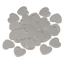50Pc 금속 플랫 하트 빈 스탬프 매력 태그 펜던트, 12mm 12.5mm, 스테인레스 스틸, 실버