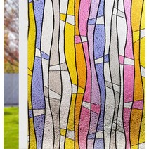 홈데코 스테인글라스 필름 스테인드 글라스 비접착 장식 사생활 창문 정적 접착 창 스티커 가정용 UV 차단 프라이버시 단열용, Black+60x500cm