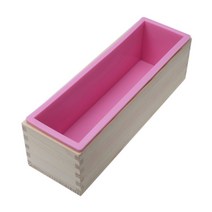 1200G DIY 비누 나무 비누 금형 상자 실리콘 라이너 직사각형 덩어리 소용돌이 비누 금형 도구 DIY 비누 캔들 금형 금형 제작 도구, 하나, 핑크 & 나무 색상