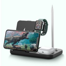 접이식 4IN1 고속 15w 무선 충전기 거치대, 화이트, 1개