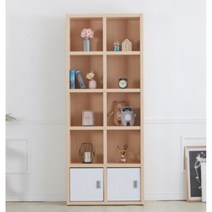 5칸10칸 하단도어 키큰 소품전시 오픈책장 80cm 인테리어 아이방 다용도실, 월넛