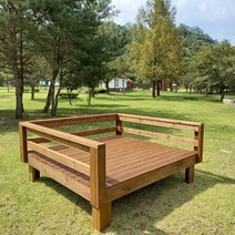 [테이블쉼터] 야외용 평상 1800x2040 ㄷ자난간포함, 살구색