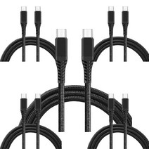 1+4 C to C 60w 초고속 충전 패브릭 케이블, 블랙 5개, 2m