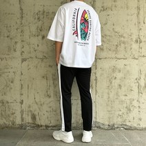 힙스터프 서핑 오버핏 반팔티 남자 남성 여자 여성 여름 커플 빅사이즈 티셔츠