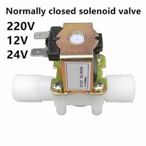 솔 전자 밸브 AC 220V DC 12V 24V 1/2 quot3/4quot 플라스틱 전기 정상 폐쇄 솔레노이드 자기 물 공기 압력 컨트롤러 스위치, [2] 34, [1] 220V, [1] Normally Closed