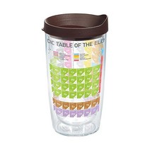 Tervis 원소 주기표 텀블러 랩과 갈색 뚜껑이있는 16온스 클리어