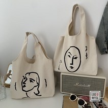캐주얼 캔버스 토트 원 숄더 심플 쇼핑백 학생 가방
