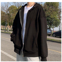 까요 남성 얇은 데일리 무지 후드 집업 오버핏 남여공용 빅사이즈