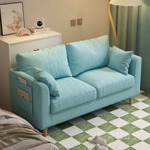 패브릭 작은 쇼파 간단한 거실 2인용 작은집 북유럽, 더블 123cm  가방 + 베개, C. 민트그린스펀지모델