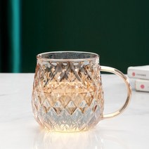 티포트 약탕기 가정용 1/1.8L 대용량 다이아몬드 형 유리 물 주전자 가족 크리에이티브 냉수 주스 우유 커, 01 Glass cup
