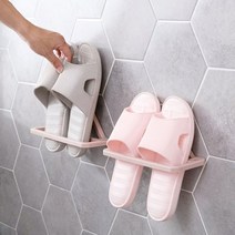 미플래닛 1+1 접착식 파스텔 슬리퍼 거치대, 연그레이+연핑크