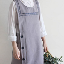 [미공간] 패턴자수 원피스 앞치마 (3color) 어린이집 단체유니폼, 차콜