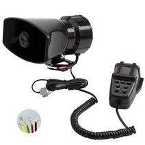 9가지 톤 200W 비상 경고 경찰 사이렌 스피커 PA 시스템 키트 휴대용 마이크 및 조명 제어 스위치 2개 포함 소방관 구급차 차량 트럭 자동차 SUV ATV UTV용, Siren Horn