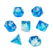 GHSHOP 7 pcs 다면체 주사위 파티 공급 판타지 d4 d6 d8 d10 d12 d20 가족 게임 역할 dnd rpg mtg 테이블 게임을 위한 주사위 놀이, 파란색, 다중, 아크릴