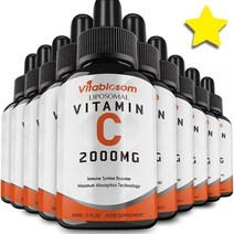 리포솜 비타민C Vitamin 2000mg 성인용 액체 VIT C 극대화 체계 60ML 1병, 2.02 Fl Oz (Pack of 10) 강철체력