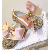 유아용품 어린이용 홀더 장난감 Dollbling 에메랄드 크라운 Baby Cirb Shoes 녹색 활 머리띠 세트 Bling Bebe 이름 발레 100 일 발레리나 공주 소녀 Fi, [02] 7-12 달, [23] A26