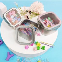 HOME 틴 케이스 포카 악세사리 머리끈 실핀 정리함, 3사각투명틴케이스-대
