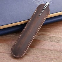 해외구매 만년필파우치 수제 정품 가죽 펜 가방 소가죽 만년필 케이스 홀더 빈티지 레트로 스타일 액세서리 여행 일기장 정석, 2.Brown
