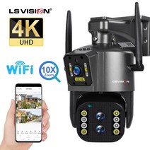 CCTV 방범 보안 감시 IP 카메라 현관 문 스마트폰 가정용 매장 무선 초소형 펫 씨씨티비 ls 비전 8mp 4k ip 야외 와이파이 ptz 세 렌즈 듀얼 스크린 10x 광학, 와이파이 8mp 64GB 추가, 미국 플러그