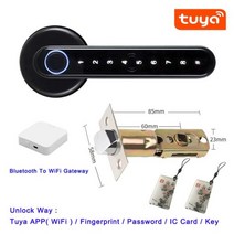 Tuya Smartlife APP Bluetooth 호환 원격 제어 Smart Fingerprint Biometrics 실내 목재 금속 도어 용 잠금 장치, C6 투야 키트 B