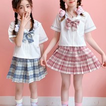 몰리앤씨 여아용 초등학생 스쿨룩 교복 여름 셔츠 주름치마 스커트 리본 상하세트