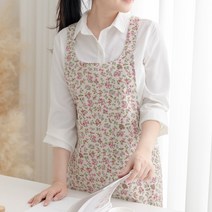 데코에버 꽃무늬 린넨앞치마 국산 방수앞치마, 라벤다(베이지)