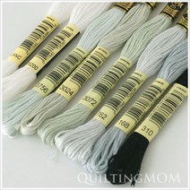 퀼팅맘 DMC 정품 25번사 프랑스 십자수 면사 자수실 (화이트블랙), 310(블랙)