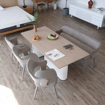이사벨 6인용식탁세트 템바보드 우드 세라믹식탁, 의자3+벤치1, 메이플