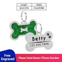 강아지네임택 개를 위한 맞춤형 주소 태그 Id 새겨진 목걸이 고양이 이름표 애완 동물, 15 green dog tag