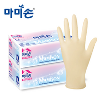 마미손 천연 라텍스 장갑 100매, 중(M), 마미손 라텍스 M 100매