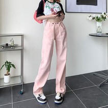 케빈 줄뽑기 여름 캐주얼 와이드 팬츠 유행 컬러 헐렁헐렁 허리 날씬해 보이는 청바지