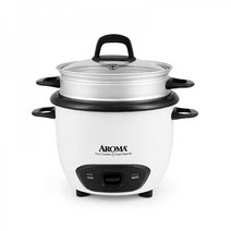 Aroma Housewares 6컵(조리)(3컵 미익) 냄비 밥솥 및 음식 찜기(ARC-743-1NG) 화이트, 화이트.