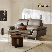 자코모 러버블 컴팩트 3인 천연면피 소가죽 소파, 라이트민트_스틸다리