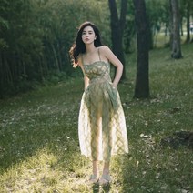 디자이너 브랜드 하이라이트 프리미엄 센스 솔리드 프렌치 네크라인 원피스 여초선