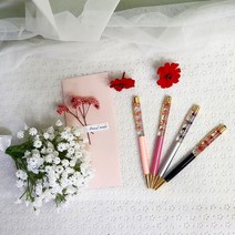 태여니꽃방 하바리움 볼펜 기념일 여자친구 생일선물, 1개, 진핑크