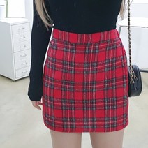 뒷밴딩 체크 모직 미니스커트 2색