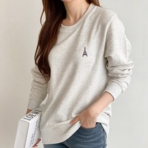 멋지군 베이직 쭈리 맨투맨 남녀공용 에펠탑 자수 티셔츠