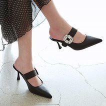 여성 큐빅 쥬얼리 스트랩 하이힐 블로퍼 뮬슬리퍼 8cm 5컬러