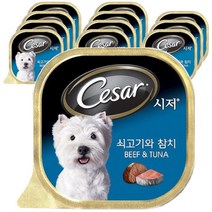 시저 반려견 습식사료, 쇠고기+참치, 12개