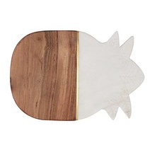 Crocon 주방 장식용 나무 및 대리석 도마 35.6 x 15.2씨엠 CM(14 6인치) 손잡이가 달린 스테이크 과일용 서빙 보드 트레이로 빵용 요리사를 위한 최고의 선물, Pineapple Design White Woode