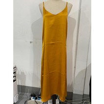해외직구 토피스 2020 봄여름 여성 사틴 드레스 파티 럭셔리 샤이니 선드레스 모조 실크 드레스, L, yellow