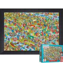 퍼즐피플 월리를찾아라 직소퍼즐, 월리를찾아라 쥬라기게임 1000P 액자포함(우드블랙), 퍼즐유액 포함, 1000p