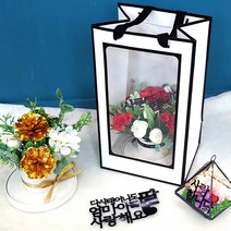 라인 쇼핑백 꽃다발 선물 용돈 박스 유리돔 생일 포장, 단품