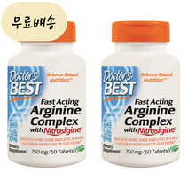 닥터스베스트 패스트 액팅 아르지닌 컴플렉스 750mg개입 60개입 2통 [미국 직배송], 60정, 2개