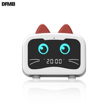 DFMEI 시계 블루투스 스피커 미러 휴대용 알람 미니 스피커, 하나, M1멍냥이*화이트