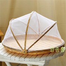 원형 덮개 망 싸리 채반 대나무 소쿠리 체반 명절 설 제사 추석 음식 전 보관 Wstug 증정, 그물 없음 대나무 녹색 쓰레받기 44cm